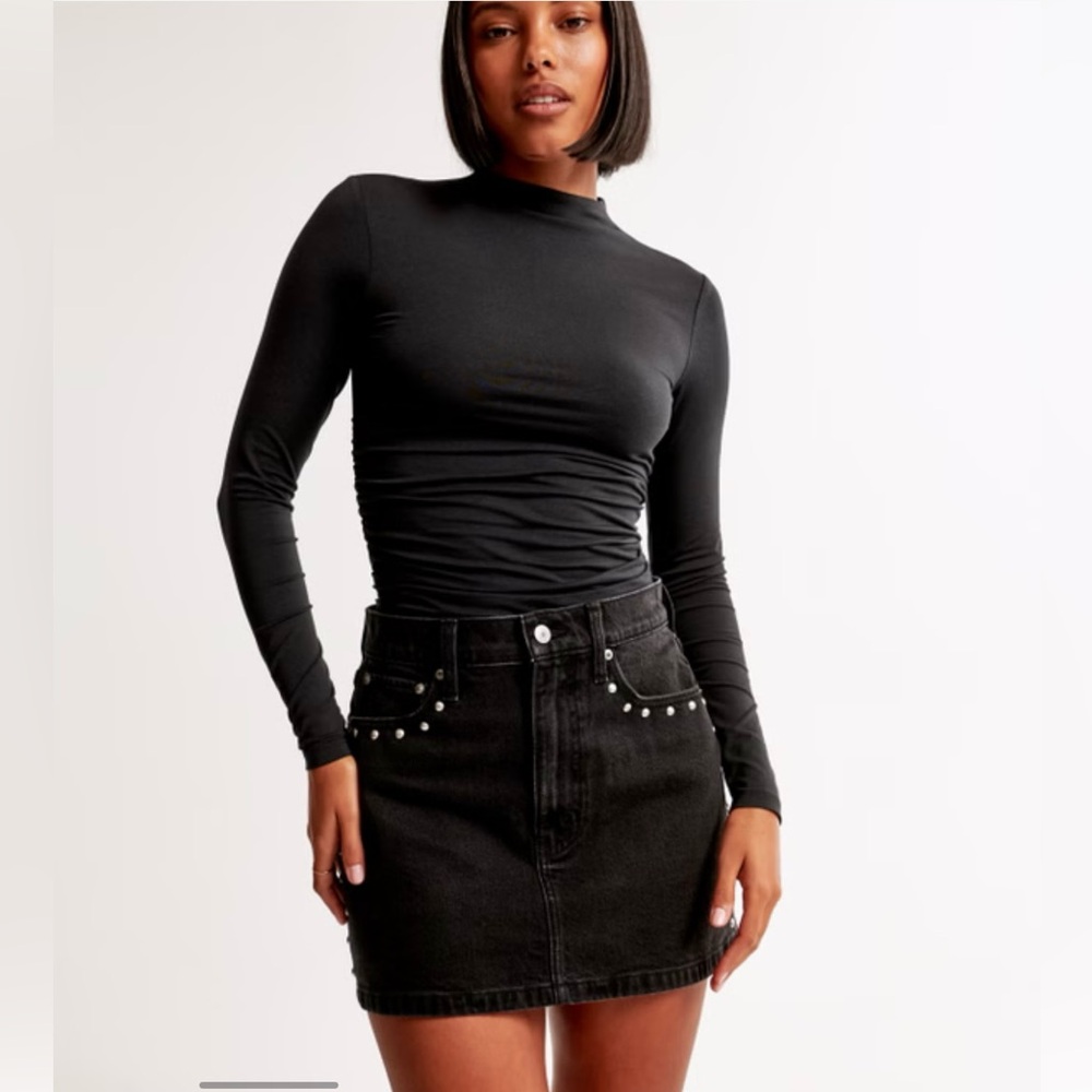 Abercrombie Black Denim Skirt with Studded Details